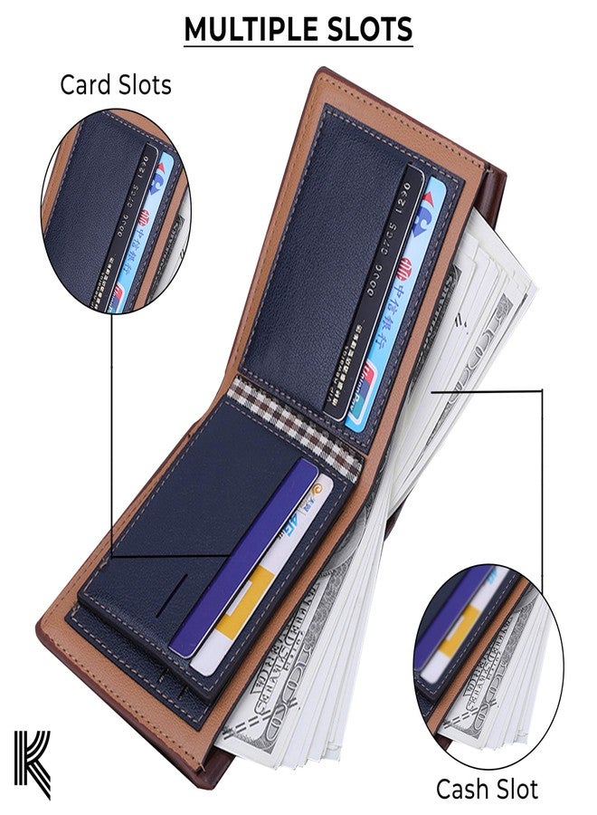 Kraptick Mens Slim Minimalist Front Pocket Wallet Purse PU Leather ID Window Card Case with Money Clip for Fashion/Travel/Office (Dark Blue) - Image 5